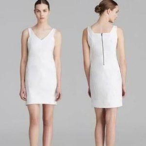 Helmut Lang - v neck fitted - white structured mini dress - size 4/small